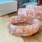 TOP Grade Nature Sakura Agate cherry blossom flower Rectangle bangle bracelet