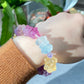 Natural Unicorn FLuorite Hand Craved  twin lotus flowers on one stalk,devoted married couple Beaded Bracelet, gift for her,Valentine's Day Gift