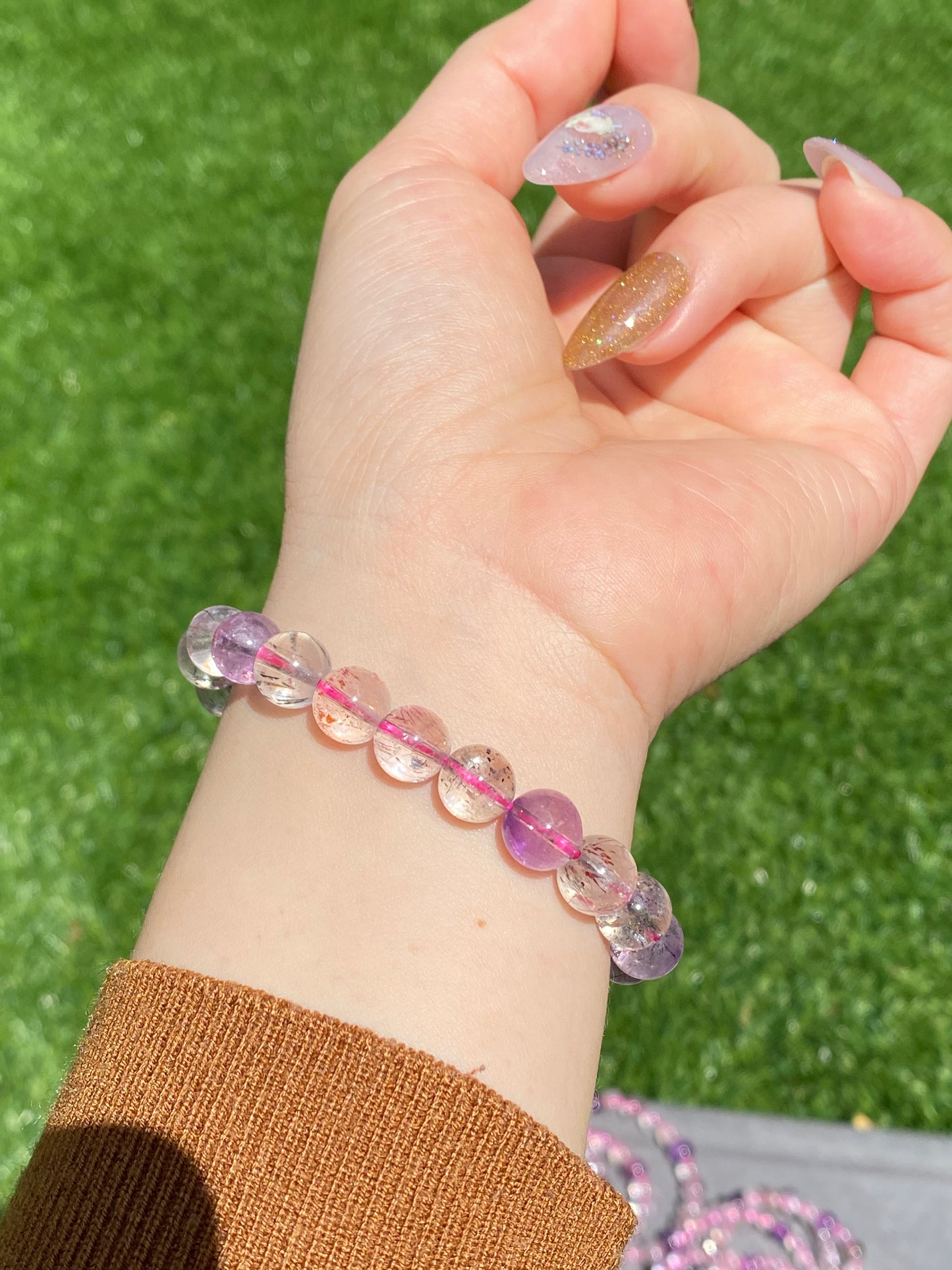 wholesale price 7mm/8mm/9mm High Grade Super Seven Super 7 round Bead Energy Healing Bracelet,gift for her,gift for him