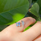 Nature labradorite four leaf clover zircon floral open ring
