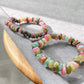 Natural watermelon Multi-color Raw puffy Tourmaline rock Gemstone  Bead Bracelet ,gift for her