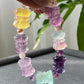 Natural Unicorn FLuorite Hand Craved  twin lotus flowers on one stalk,devoted married couple Beaded Bracelet, gift for her,Valentine's Day Gift
