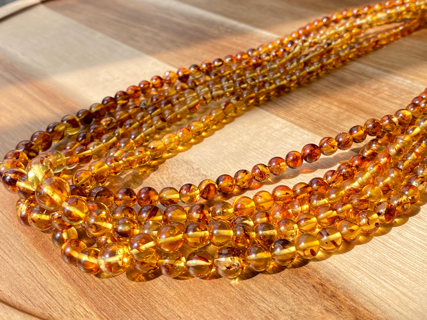 AAAA Natural  perfect round Baltic Amber Beads necklace Gradient size 5mm to 8mm+