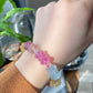 Natural Unicorn FLuorite Hand Craved  twin lotus flowers on one stalk,devoted married couple Beaded Bracelet, gift for her,Valentine's Day Gift