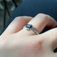 Natural Black Spinel Genuine Gemstone Rectangle Chrome Hearts Style Adjustable Ring
