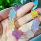 Natural Unicorn FLuorite Hand Craved  twin lotus flowers on one stalk,devoted married couple Beaded Bracelet, gift for her,Valentine's Day Gift