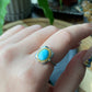 Genuine Natural Larimar Raw Larimar statement gemstone oval shape Sterling Silver women men ring