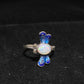 Natural Opal blue green red fire Sterling silver ring bow,feather, dragonfly，Gift for her