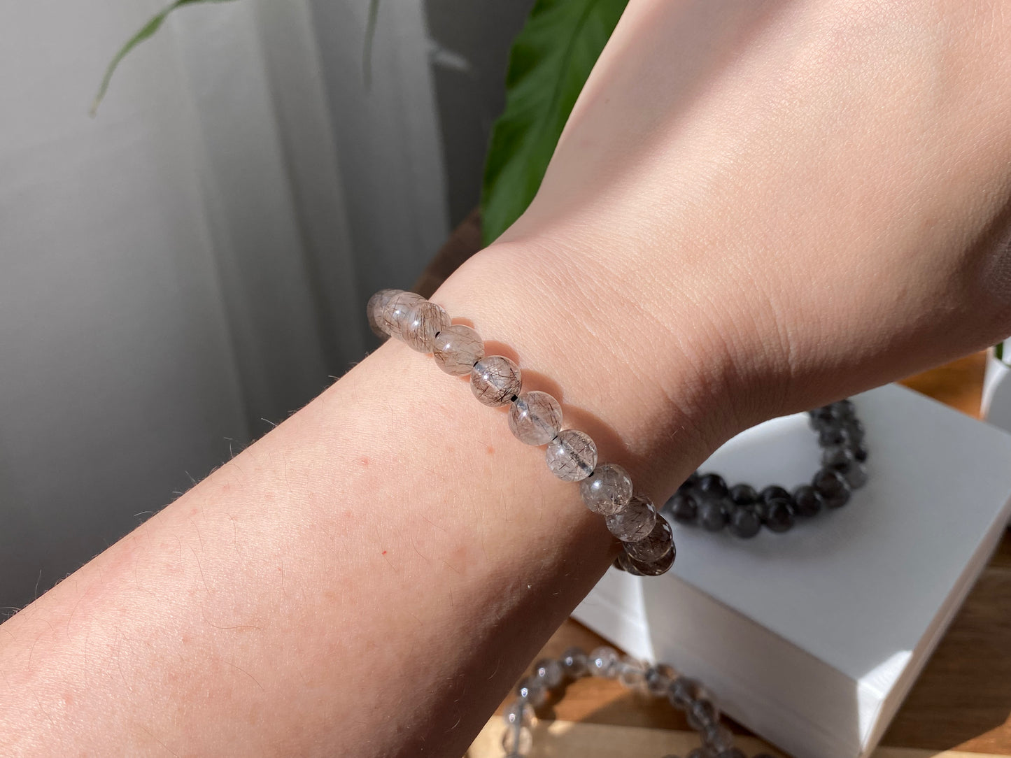 AAA Genuine Natural Black Copper Rutilated Quartz bead bracelet, gift for him, gift for her,7mm 8mm