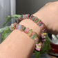 Natural watermelon Multi-color Raw puffy Tourmaline rock Gemstone  Bead Bracelet ,gift for her