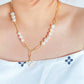 Vintage style freshwater Baroque Pearl purple blue fire shining 14K gold filled necklace multiple wear