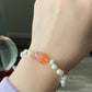 Natural Freshwater pearls with cuty bunny rabbit nanhong agate handmade Bracelet,gift for her