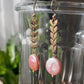 Natural Freshwater super shinning Purple Pink Baroque Pearls cookies round button 14k gold filled Leaf dangle drop,gift for her,Handmade Earring