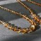 Succes and wealth Natural pyramid CitrineDark Yellow Gold Necklace grow with blue needle Mixed size Beaded