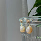 14k gold rose pearl drop earring