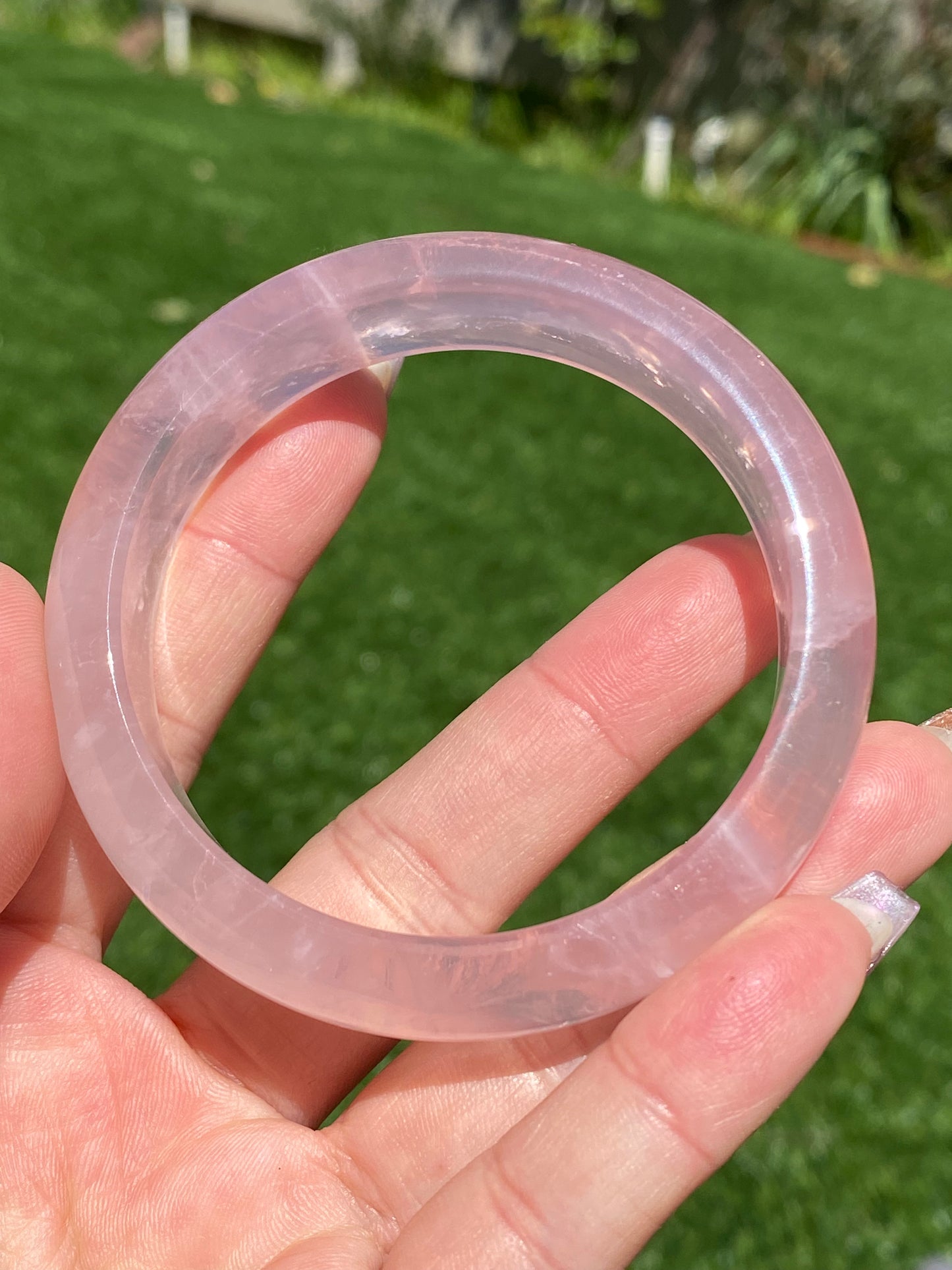 TOPPEST Silky Fire illuminate Rose Quartz Bangle Bracelet,gemstone Rose Quartz Crystal Bangle,gift for her,gift for Mother,Lover