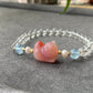 Natural Yanyuan Agate Cute Cat,white Crystal,Aquamarine,fresh Water Pearl Bracelet, gift for her, Valentine's Day Gift