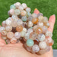 AAAA Clear colorful  Grade Nature Sakura Agate cherry blossom flower agate braided massage ball pendant,gift for her