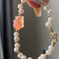 Natural Freshwater pearls with cuty bunny rabbit nanhong agate handmade Bracelet,gift for her