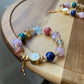 sunstone，rose quartz，Blonde crystal，Turquoise ，Amethyst，Rhodonite，Black Rutilated ，Lapis Lazuli，aquamarine all in one bracelet
