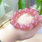 AAAA Grade Natural Rainbow Flash Strawberry Quartz with full seed Gemstone Healing Bracelet 7mm,8mm,10mm,11mm,18mm