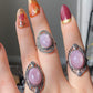 Natural Purple Lepidolite Vintage style Oval shape Adjustable Ring