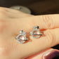 Gibeon Meterite Gold color Rose Gold Planet shape Sterling silver zircon earings， gift for her