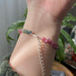 Natural watermelon Multi-color Raw Tourmaline rock Gemstone Sterling silver Bead Bracelet ,gift for her