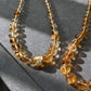 Succes and wealth Natural pyramid CitrineDark Yellow Gold Necklace grow with blue needle Mixed size Beaded