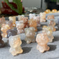 Natural Sakura Agate,flower agate hand carved couple shy bear beads bracelet,gift for her