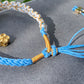 Handmade Bracelet, peach flower, cherry blossom braided rope bracelet,gift for her,gift for him