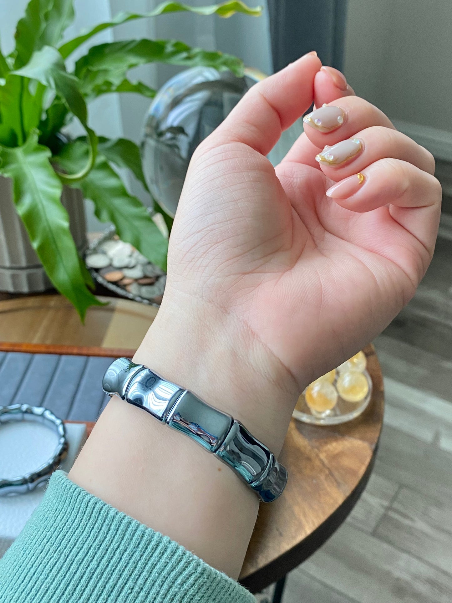 AAAAA Terahertz bamboo shape bangle,Recharge & Reignite Your Energy- Rejuvenate Your Mind Bracelet, gift for her, gift for him