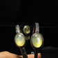 natural golden Lepidolite setting on Sterling silver vintage bangle bracelet