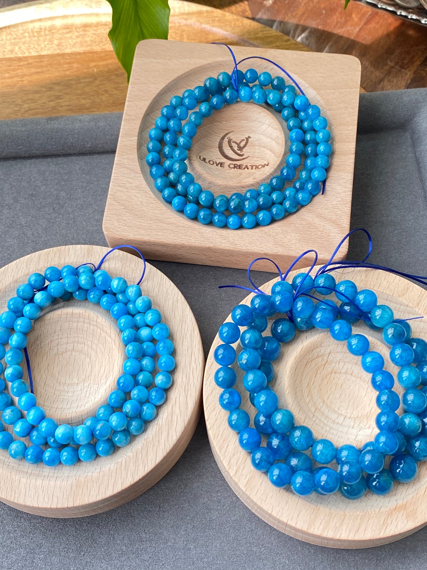 AAA Grade Natural Blue Apatite Round  Crystal  Yoga Jewelry ,Boho Jewelry Bracelet 6mm 7mm 8mm 9mm