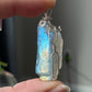 High grade Blue Fire Labradorite raw rock 14K white gold Wire Pendant, handmade pendat, gift for her, gift for him
