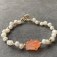 Natural Freshwater pearls with cuty bunny rabbit nanhong agate handmade Bracelet,gift for her