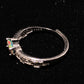 Natural Opal blue green red fire Sterling silver ring bow,feather, dragonfly，Gift for her