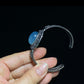 Hight Grade Big Surface ocean blue Aquamarine oval shape vintage open bangle bracelet gift for her gift for mom