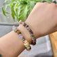Natural watermelon Multi-color Raw puffy Tourmaline rock Gemstone  Bead Bracelet ,gift for her