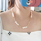Vintage style freshwater Baroque Pearl purple blue fire shining 14K gold filled necklace multiple wear