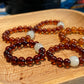 Natural Myanmar Blood amber with Hetian Jade bead elegant handmade ring,gift for her,gift for him