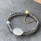 Natural High grade Rainbow Fire Labradorite with hand carved agate bunny ,rabbit Bead Bracelet,gift for her,Bridesmaid Gifts