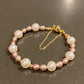 Natural Freshwater Pearl White round 8-9MM mix with Purple pink Freshwater pearls Bracelet,wedding Bracelet