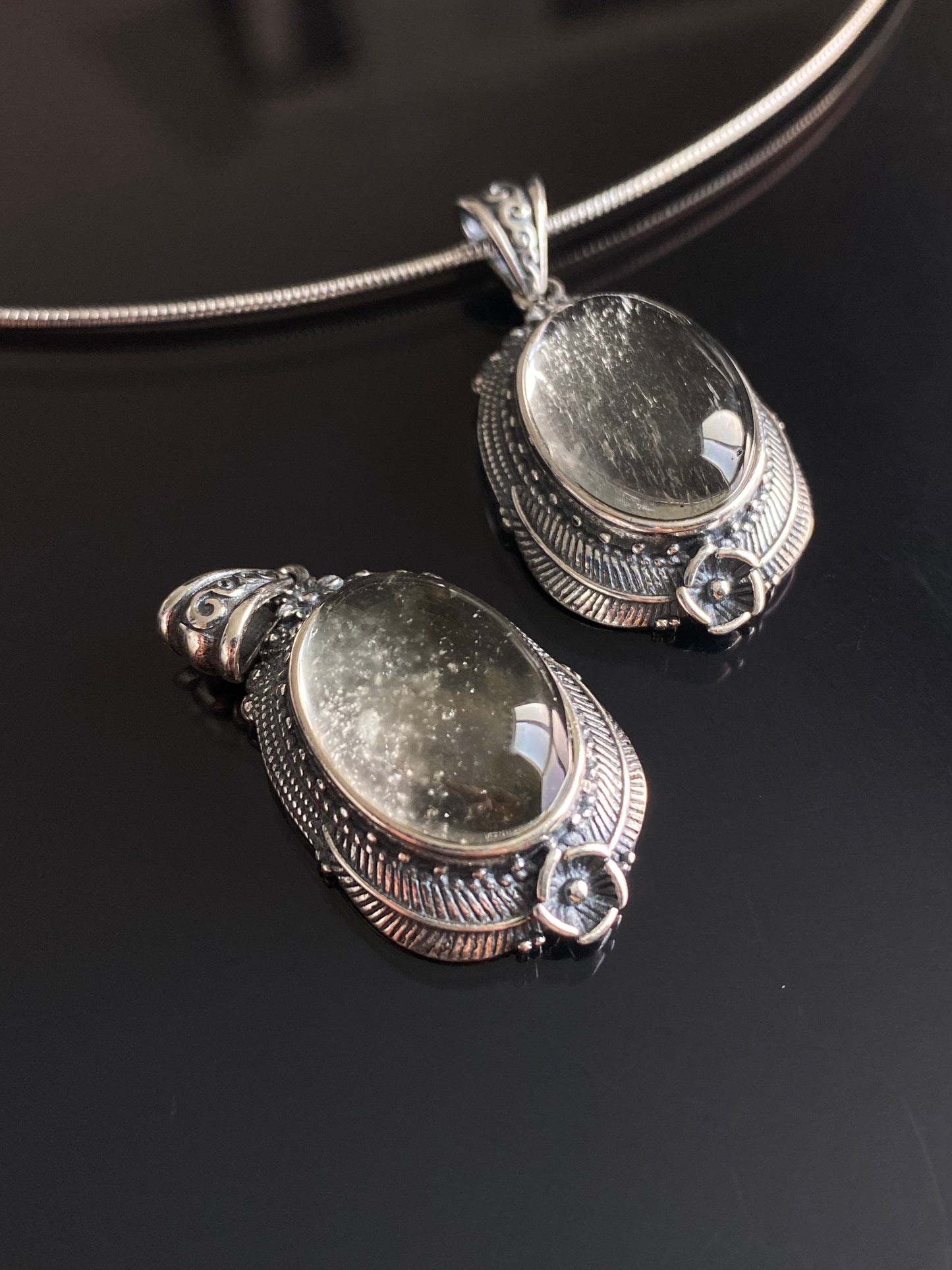 Libyan Desert Glass Pendant - Sterling Silver Healing Crystal Elegance