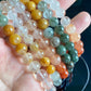 Natural Rainbow Rutilated  Quartz gemstone Fortune and Lucky  Healing bead bracelet