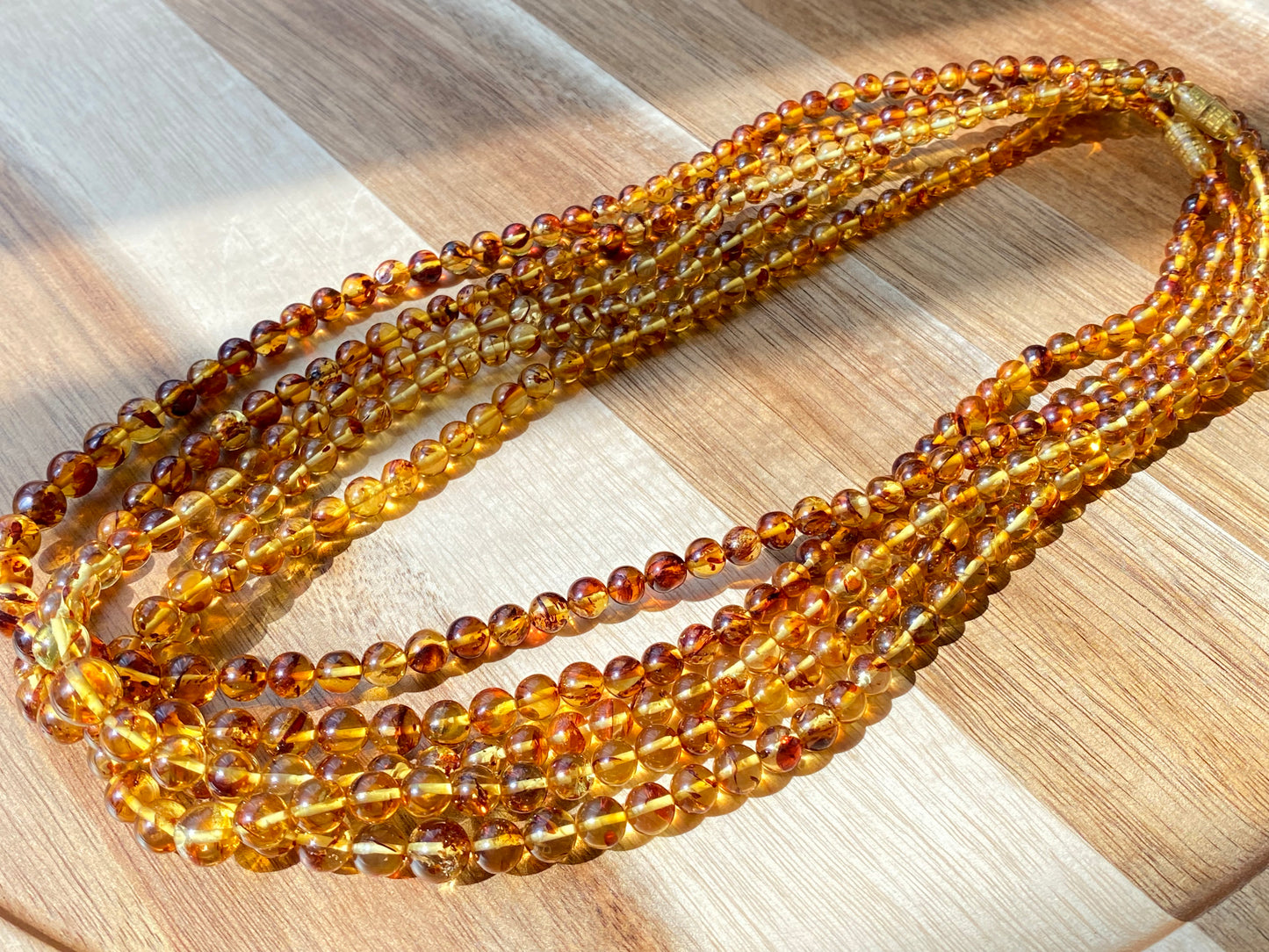 AAAA Natural  perfect round Baltic Amber Beads necklace Gradient size 5mm to 8mm+