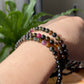 AAAA Grade Gradient Black rose Tourmaline smooth round beaded necklace include Blue 5mm+