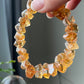 Succes and wealth Natural pyramid Citrine irregular Rock Cystal Dark Yellow Gold Bracelet grow with blue needle,handmade bracelet