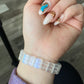 Natural Sri Lanka Moonstone super strong blue Fire illuminate rectangle Bangle bracelet, gift for her,anniversary gift