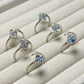 Nature labradorite four leaf clover zircon floral open ring